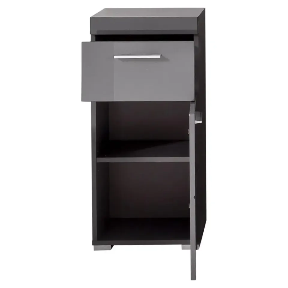 Hioshop AmandaMando badkamerkast 1 deur- 1 lade grijs- grijs hoogglans Hot