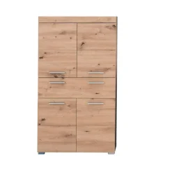 Hioshop AmandaMando badkamerkast 4 deuren- 1 lade eiken decor Online