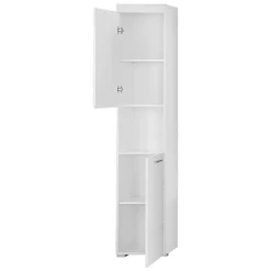 Hioshop AmandaMando kolomkast 2 deuren- 1 open vak wit- wit hoogglans Discount