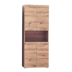 Hioshop AmandaMando kolomkast 4 deuren- 1 open vak eiken decor Clearance