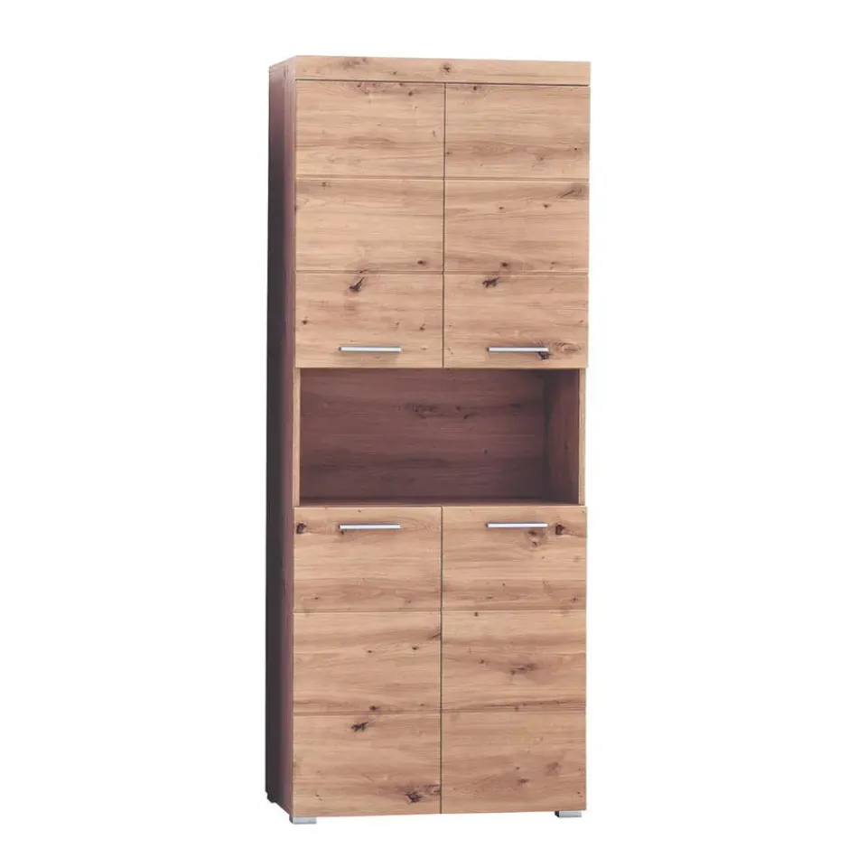 Hioshop AmandaMando kolomkast 4 deuren- 1 open vak eiken decor Clearance