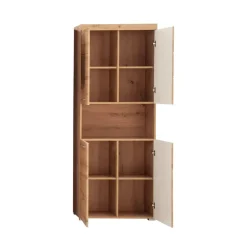 Hioshop AmandaMando kolomkast 4 deuren- 1 open vak eiken decor Clearance