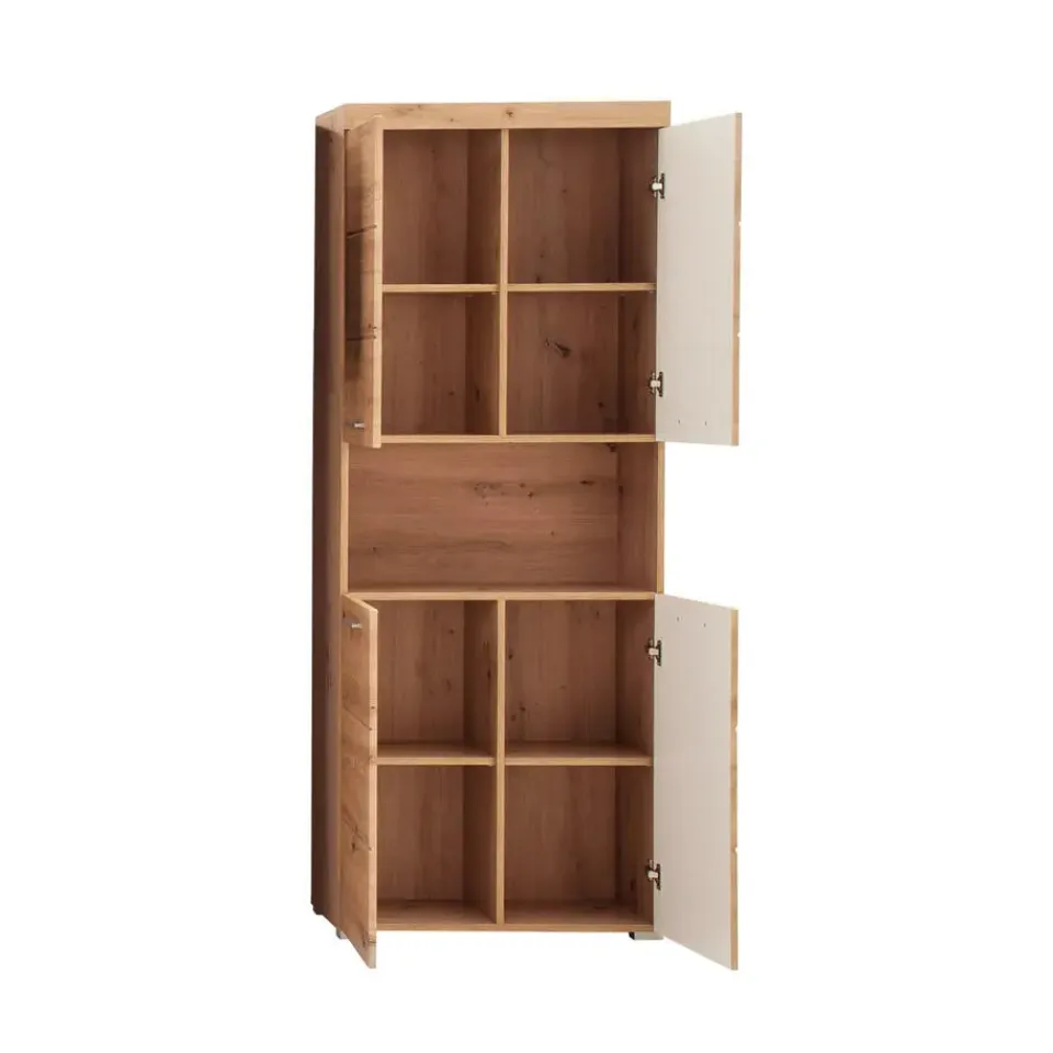 Hioshop AmandaMando kolomkast 4 deuren- 1 open vak eiken decor Clearance