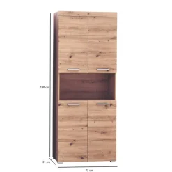 Hioshop AmandaMando kolomkast 4 deuren- 1 open vak eiken decor Clearance