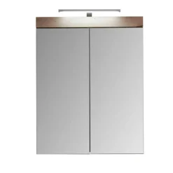 Hioshop AmandaMando spiegelkast 2 deuren incl verlichting donker eiken decor- Outlet