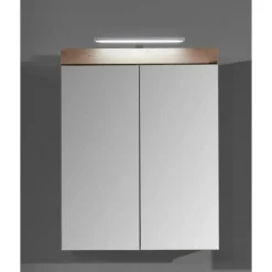 Hioshop AmandaMando spiegelkast 2 deuren incl verlichting donker eiken decor- Outlet
