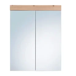 Hioshop AmandaMando spiegelkast 2 deuren licht eiken decor- spiegelglas New