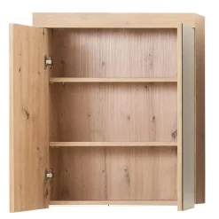 Hioshop AmandaMando spiegelkast 2 deuren licht eiken decor- spiegelglas New