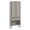 Hioshop Bagno kolomkast 2 deuren lichtgrijs- crèmekleurig Best