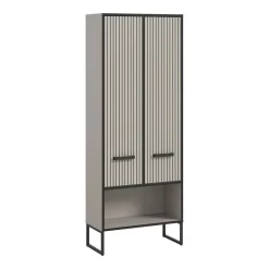 Hioshop Bagno kolomkast 2 deuren lichtgrijs- crèmekleurig Best