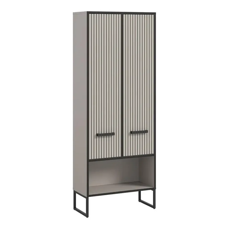 Hioshop Bagno kolomkast 2 deuren lichtgrijs- crèmekleurig Best