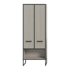 Hioshop Bagno kolomkast 2 deuren lichtgrijs- crèmekleurig Best