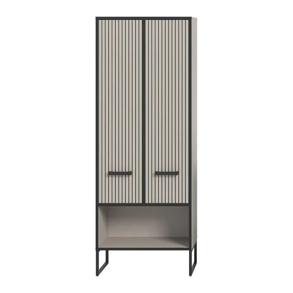 Hioshop Bagno kolomkast 2 deuren lichtgrijs- crèmekleurig Best