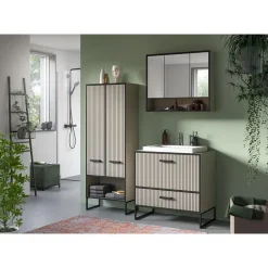 Hioshop Bagno kolomkast 2 deuren lichtgrijs- crèmekleurig Best