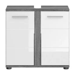 Merkloos Hioshop Blake wastafel 2 deuren wit hoogglans- grijs Sale