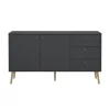 Hioshop Bodo dressoir 2 deuren- 3 lades matgrijs Discount