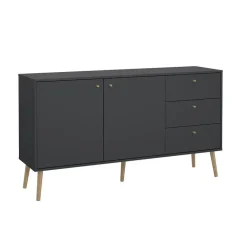 Hioshop Bodo dressoir 2 deuren- 3 lades matgrijs Discount