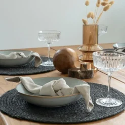 Hioshop Bombay Placemat Ø38cm- set van 4 donkergrijs Online