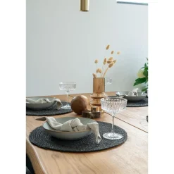 Hioshop Bombay Placemat Ø38cm- set van 4 donkergrijs Online