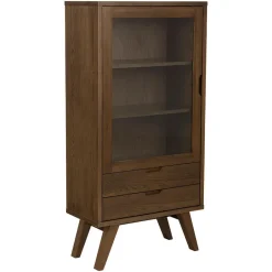 Hioshop Bristol vitrinekast 1 deur 2 lades 2 planken grijs Best