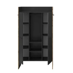 Merkloos Hioshop Bueno kledingkast 2 deuren- 1 lade- 3 planken en 2 haken donkergrijs Discount