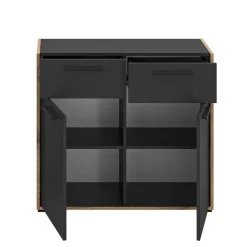 Merkloos Hioshop Bueno kommode 2 deuren- 2 lades donkergrijs Sale