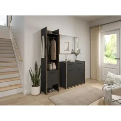 Merkloos Hioshop Bueno kommode 2 deuren- 2 lades donkergrijs Sale