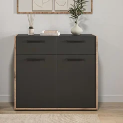 Merkloos Hioshop Bueno kommode 2 deuren- 2 lades donkergrijs Sale