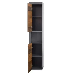 Hioshop CancunIndy kolomkast 2 deuren- 1 open vak eiken decor- oud houten Discount