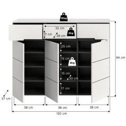 Merkloos Hioshop Canu schoenenkast 3 deuren- 3 lades wit- grijs Best