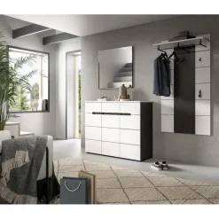 Merkloos Hioshop Canu schoenenkast 3 deuren- 3 lades wit- grijs Best