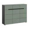 Merkloos Hioshop Canu schoenenkast 3 deuren- 3 lades stofgroen- donkergrijs New
