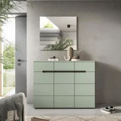 Merkloos Hioshop Canu schoenenkast 3 deuren- 3 lades stofgroen- donkergrijs New