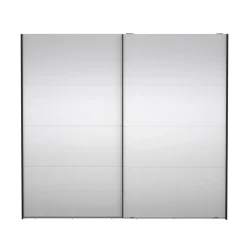 Hioshop Catania schuifdeurkast 2 deuren met spiegel 245x220cm mat zwart Best