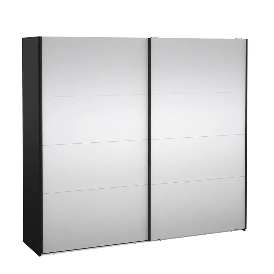 Hioshop Catania schuifdeurkast 2 deuren met spiegel 245x220cm mat zwart Best