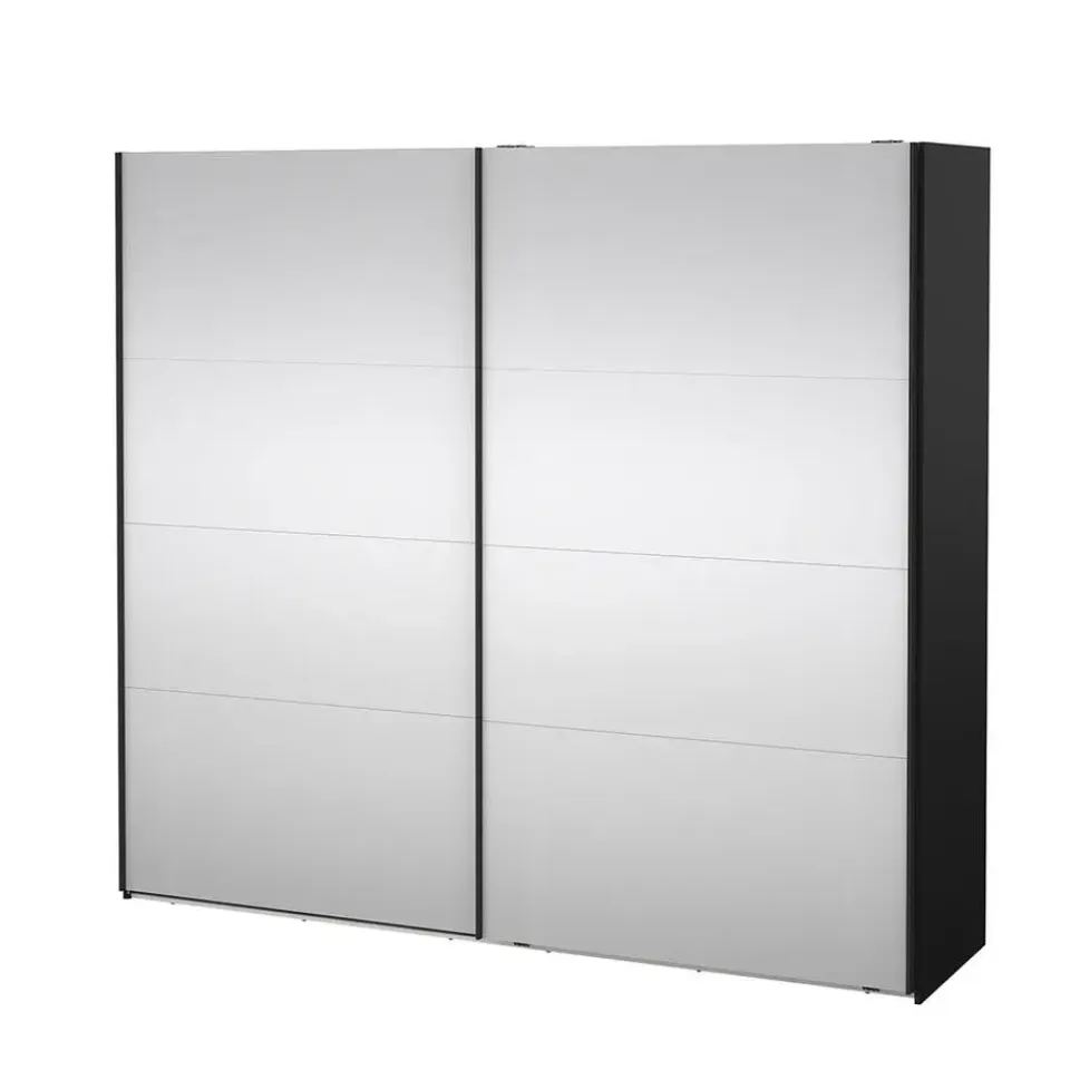 Hioshop Catania schuifdeurkast 2 deuren met spiegel 245x220cm mat zwart Best