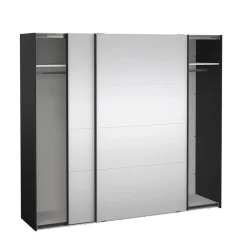 Hioshop Catania schuifdeurkast 2 deuren met spiegel 245x220cm mat zwart Best