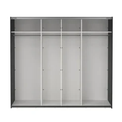 Hioshop Catania schuifdeurkast 2 deuren met spiegel 245x220cm mat zwart Best