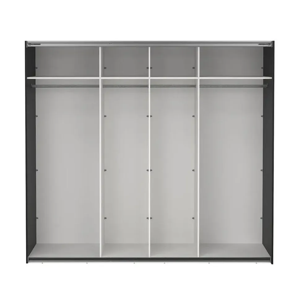 Hioshop Catania schuifdeurkast 2 deuren met spiegel 245x220cm mat zwart Best