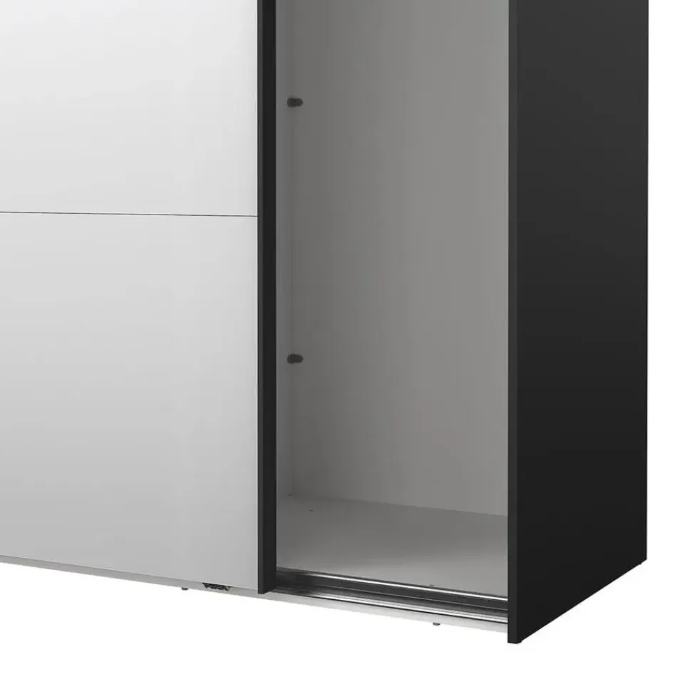 Hioshop Catania schuifdeurkast 2 deuren met spiegel 245x220cm mat zwart Best