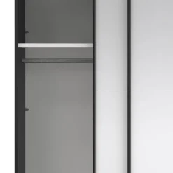 Hioshop Catania schuifdeurkast 2 deuren met spiegel 245x220cm mat zwart Best