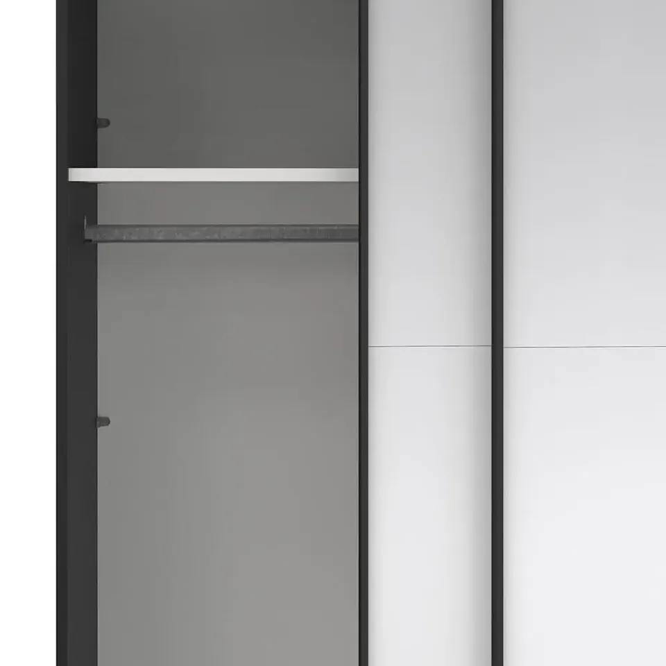 Hioshop Catania schuifdeurkast 2 deuren met spiegel 245x220cm mat zwart Best