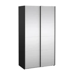 Hioshop Catania schuifdeurkast 2 deuren met spiegel 120x220cm mat zwart Clearance