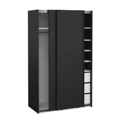 Hioshop Catania schuifdeurkast 2 deuren 120x200cm mat zwart Outlet