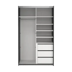 Hioshop Catania schuifdeurkast 2 deuren 120x200cm mat zwart Outlet