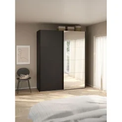 Hioshop Catania schuifdeurkast 2 deuren 180x220cm mat zwart Sale