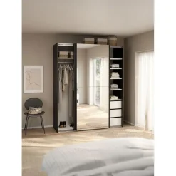 Hioshop Catania schuifdeurkast 2 deuren 180x220cm mat zwart Sale