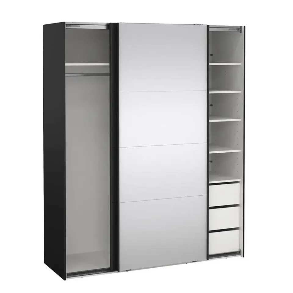 Hioshop Catania schuifdeurkast 2 deuren 180x220cm mat zwart Sale