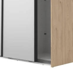 Hioshop Como schuifdeurkast 2 deuren met spiegel 120x220cm eikdecor Discount