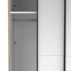 Hioshop Como schuifdeurkast 2 deuren met spiegel 120x220cm eikdecor Discount